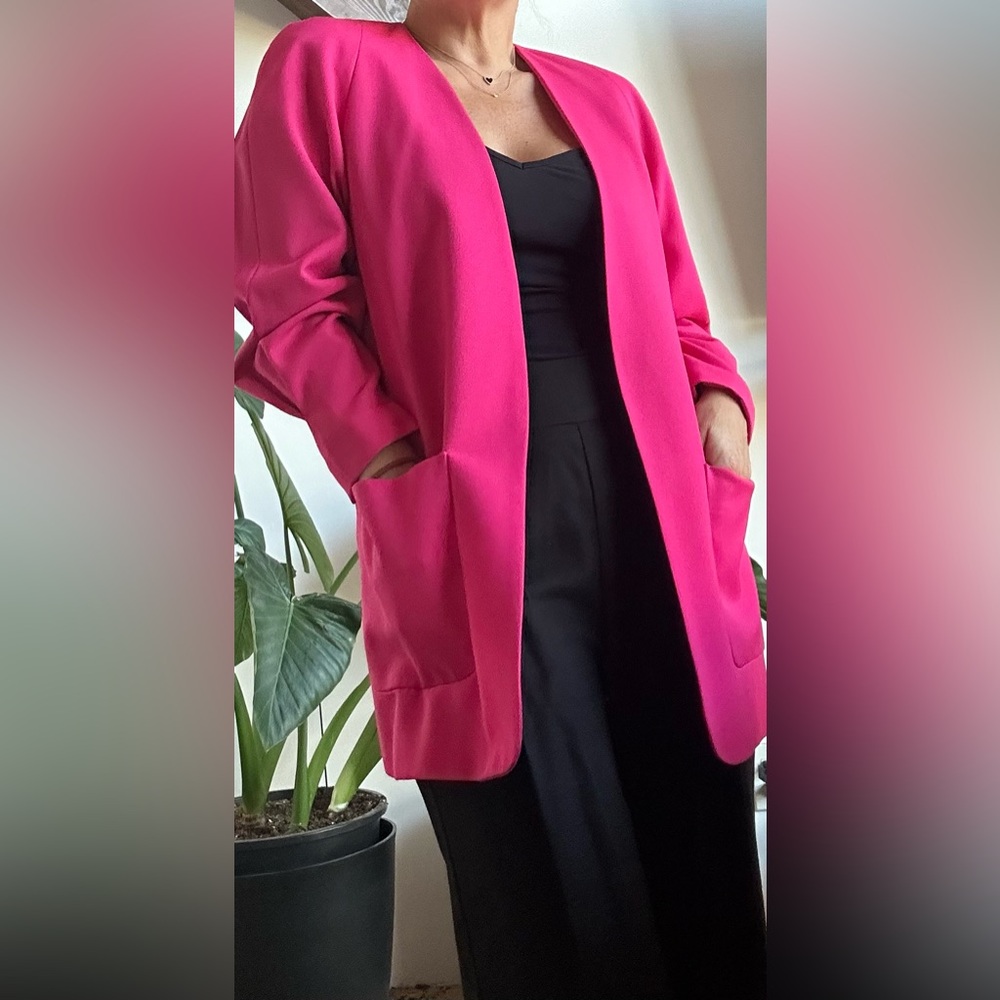 Vibrant Pink Open Front blazer